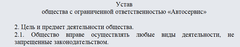 Выписка из Устава ООО. Часть 1